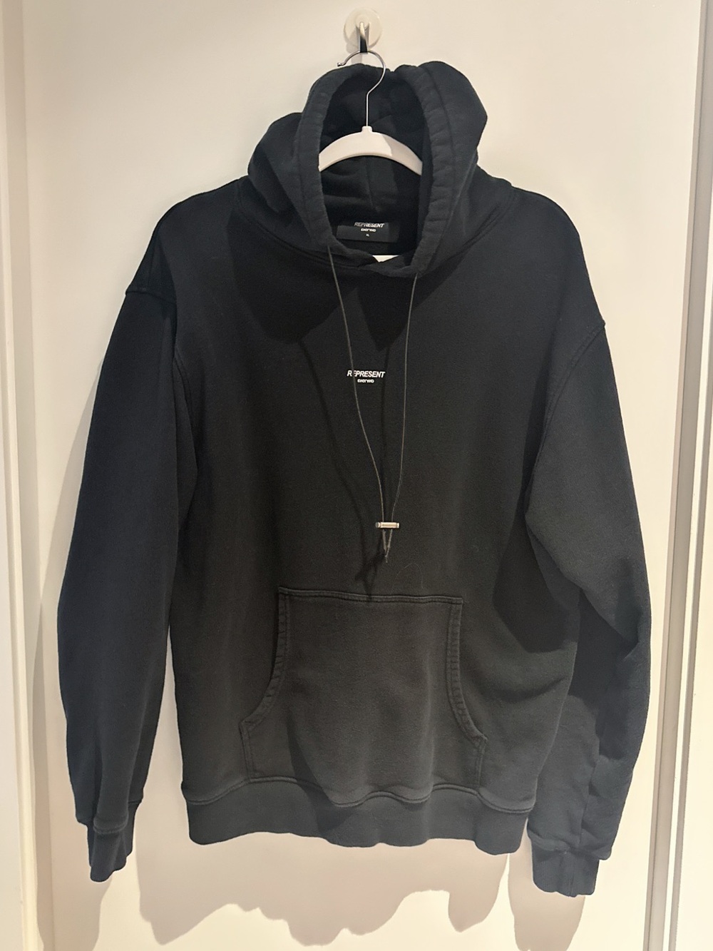 A Present Black Pullover Hoodie — Men's Minimal Logo Hooded Sweatshirt